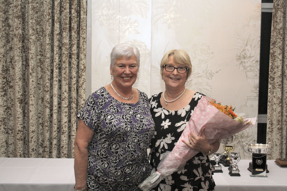 Guest of Honour Sandra Deaton Chairman of Table Tennis England, presented with flowers by Mrs Anne White